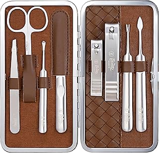 Beauté Secrets Nail Cutter Set - 8-Piece Premium Manicure Pedicure Tool Kit with Plucker for Hair Removal, Nail Clippers, Cuticle Nipper, Ear Cleaning