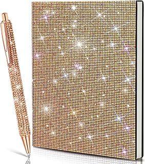 Kosiz Rhinestone Notebook and Rhinestone Pen Sets, Crystal Pens, Crystal Journal, Bling Notebook, Diamond Travel Notebook, A5 Diamond Crystal Notebook