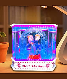 AARTISH Best Wishes Romantic Couple LED Night Lamp | Decorative Table Light Showpiece | Multicolor Changing Lights for Home Bedroom & Gift Decor