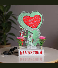 AARTISH LED Love Couple Showpiece with Heart Design | Romantic Table Lamp Gift for Anniversary, Valentine, Wedding & Bedroom Decor