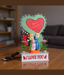 AARTISH Romantic LED Couple Cube Showpiece with Color Light | Decorative Night Lamp for Home & Gifting