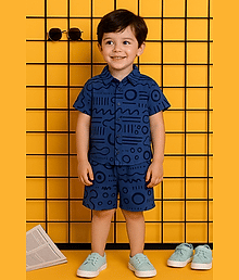 ALY JOHN Pack of 1 Baby Boys Cotton T-Shirt & Shorts Set ( Royal Blue )
