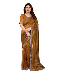 ANAND SAREES Net Solid Ilkal Saree With Unstitched Blouse Piece ( Yellow )