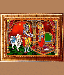 ANNAPURNA MATA Golden Photo Frame with 8.75 in(Width) x 6.75 in(Length) inch Photo fitted With Wall Hanging Mount