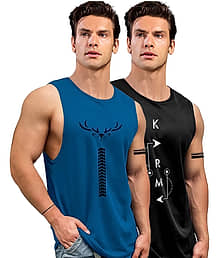 AUSK Pack of 2 Polyester Gym Vest For Men ( Teal )