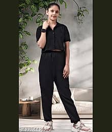 Aadya Pack of 1 Girls Cotton Blend Shirt & Pant ( Black )