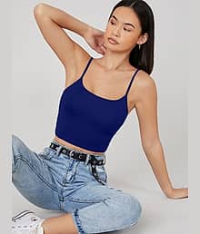 Aahwan Women's Polyester Camisole Top ( Blue )