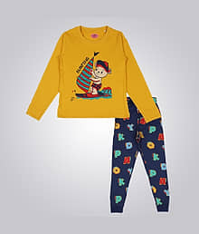 Arshia Fashions Pack of 1 Boys Cotton Blend Nightsuit Set ( Yellow )