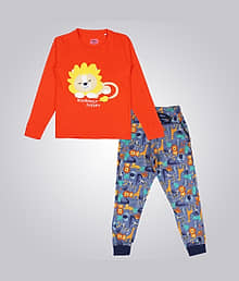 Arshia Fashions Pack of 1 Boys Cotton Blend Nightsuit Set ( Orange )