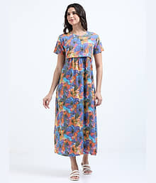 BABET Cotton Printed Women Maternity Nighty ( Grey )