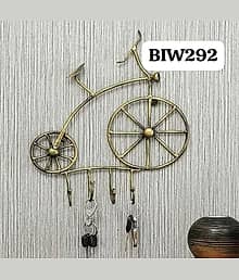 BALAJI INC. Antique Metal Cycle Key Holder | Wall Art with 4 Hooks | Premium Design Keychain Hanger for Entryway Decor
