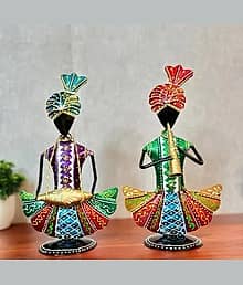 BALAJI INC. Metal Decorative Musician Showpiece Set Of 2