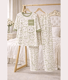 BYAARA SHOP Lycra Self Design Women T-shirt with Pyjama ( Green )