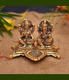 Best Quality Laxmi Ganesh Chowki Idol Showpiece Oil Lamp Diya Deepak - Metal (gold) Lakshmi Ganesh Statue - Diwali Home Decoration Items - Lakshmi Gan