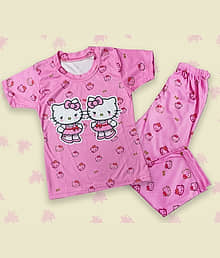 Paryag Pack of 1 Boys Cotton Blend Nightsuit Set ( Pink )