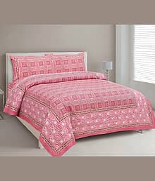 CLOTHORO Cotton 1 Double Bedsheet with 2 Pillow Covers ( Red )