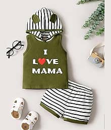 CUTEVIBE Pack of 1 Boys Cotton Blend T-Shirt & Shorts Set ( Green )