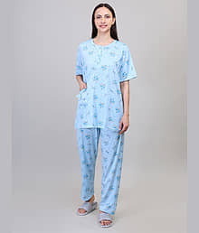 Camey Blue Viscose Women's Nightwear Nightsuit Sets ( Pack of 1 )