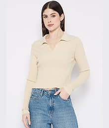 Camey Women Woollen V-Neck Sweater Vest ( Cream )