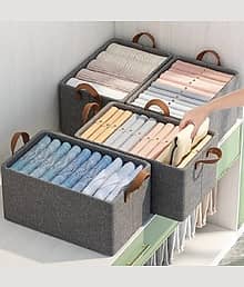 Clothes, Foldable Clothes Storage Baskets for Wardrobe, Books, Saree, Shirts, Stationery Paper, Document Toy,and Blankets Storage Box with Handles | P