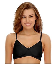 Clovia Black Poly Cotton T-Shirt/ Seamless Bra