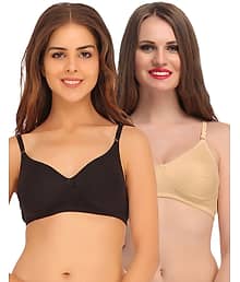 Clovia Multi Color Poly Cotton T-Shirt/ Seamless Bra