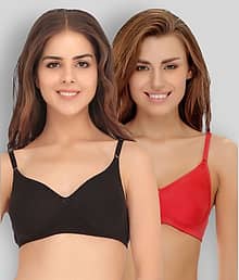 Clovia - Multicolor Cotton Blend Non - Padded Women's T-Shirt Bra ( Pack of 2 )