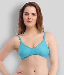 Clovia Nylon Non Padded Women's T-Shirt/ Seamless Bra ( Neon Blue )