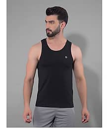 Dollar Black Tank Top Cotton Blend Men's Vest ( Pack of 1 )