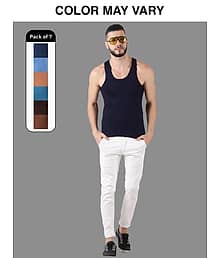 Dollar Lehar Men Combed Cotton Round Neck Vest - Pack of 7 - (Colour may Vary)