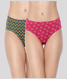 Dollar Missy Pack of 2 Cotton Printed Women's Hipster ( Multi Color )