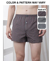 Dollar Pack of 3 Cotton Boxers For Men's ( Assorted 3 )