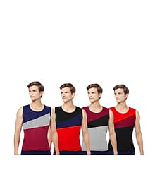 Drako Pack of 4 Cotton Basic Vest For Men ( Multicolor )