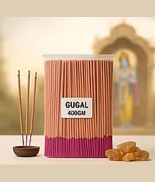 Dwarkesh Agarbatti Premium Guggal Agarbatti - 100% Natural Guggal Incense Sticks for Puja & Meditation - 400 Gm