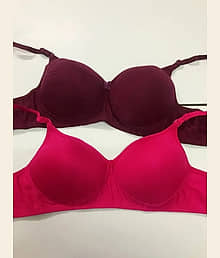 EASTERN CLUB Pack of 2 Cotton Blend Lightly Padded T-Shirt Bra For Women ( Multicolor 5 )