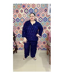 ETZIN Navy Blue Rayon Women's Nightwear Nightsuit Sets ( Pack of 1 )