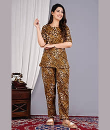 EXPORTHOUSE Multicolor Polyester Women's Nightwear Nightsuit Sets ( Pack of 1 )