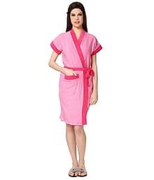 Eazy Pink Plain Cotton Bathrobe