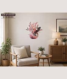 Elegant Pink Floral Vase Vinyl Wall Sticker 18x18 Inch | Aesthetic Flower Wall Decor for Living Room, Bedroom & Office