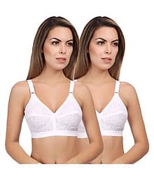 Eve's Beauty Pack of 2 Cotton Non Padded Women's Seamless Bra ( White )