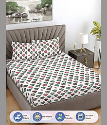 FABINALIV Poly Cotton 1 Double Bedsheet with 2 Pillow Covers ( Green )