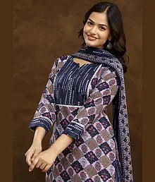 FANTASY FAB Women Cotton Blend Printed A-line Kurti With Salwar ( Multicolor )