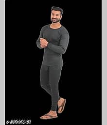 FAYROUZ Pack of 1 Woollen Thermal Sets For Men's ( Grey )