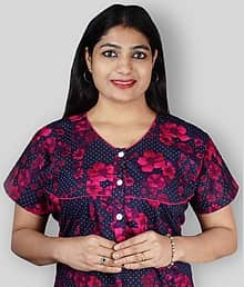 Favnic - Multicolor Cotton Women's Nightwear Nighty & Night Gowns