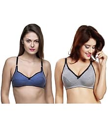 FeelBlue Poly Cotton Seamless Bra - Multi Color Pack of 2