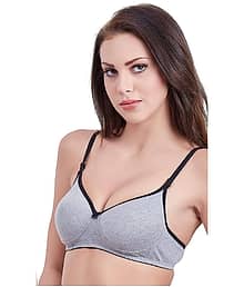 FeelBlue Poly Cotton Seamless Bra - Grey Single