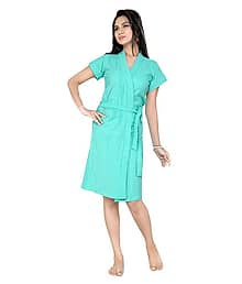 FeelBlue Turquoise Plain Cotton Bathrobe