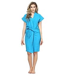 Feelblue Firozi Cotton Free Size Bathrobe
