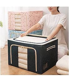 Foldable & Collapsible Large 66L Garment Storage Bag For Wardrobe, Cloth Organizer Clothes Box, Saree Cover Dress Organiser (Pack Of 1) (Oxford Fabric