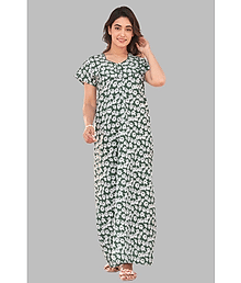 G4Girl Green Cotton Women's Nightwear Nighty & Night Gowns ( Pack of 1 )